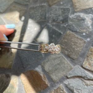 Sterling Silver Floral Cluster Ring with Clear Stones